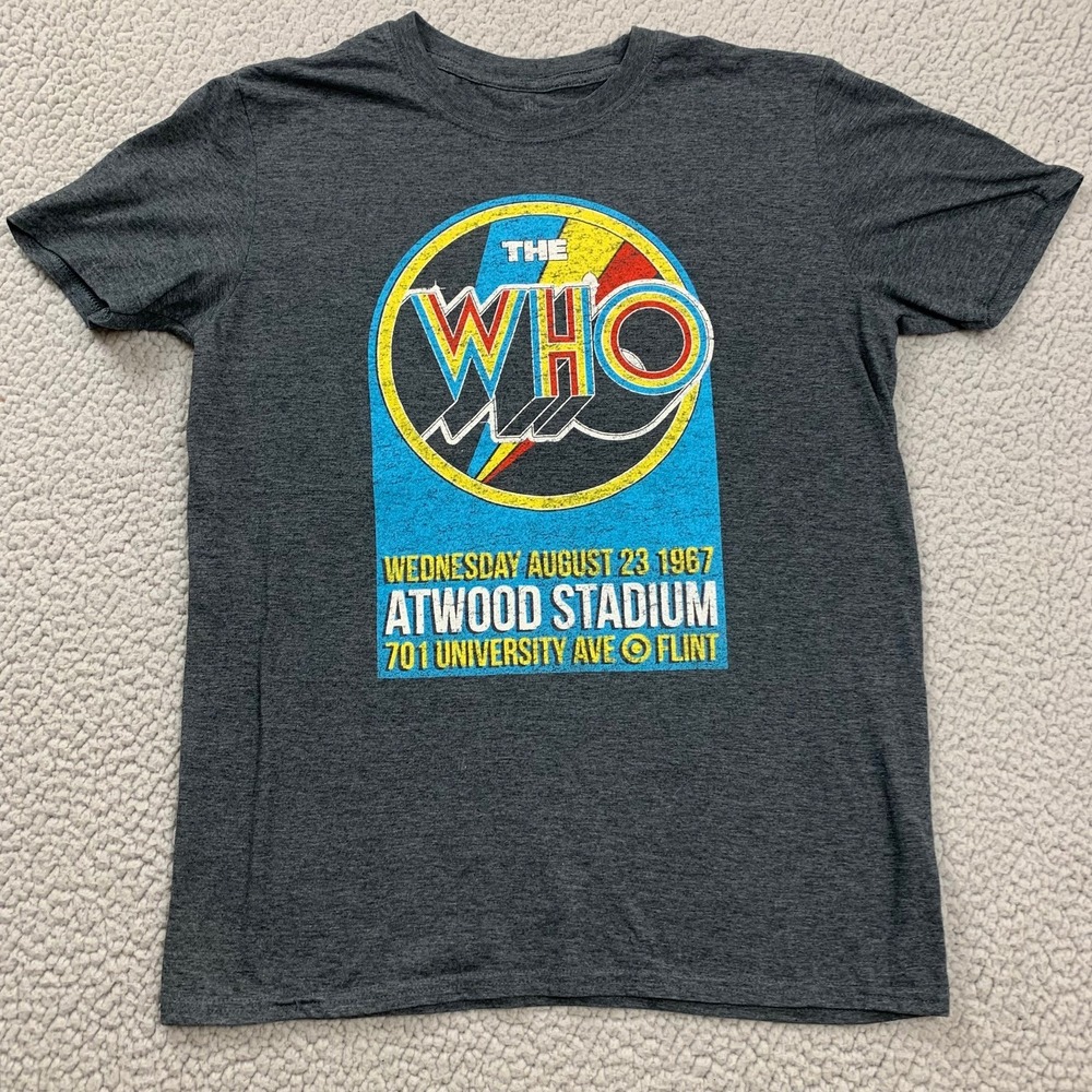 The Who T-Shirt Mens M Gray Band Tee Atwood‎ Stadium 1967 Graphic Short Sleeve